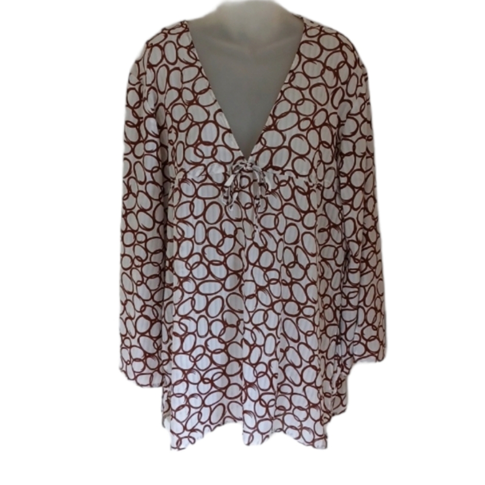 🌴🌴 4/20 In Gear Woman's Brown/White Long Tunic. XL.